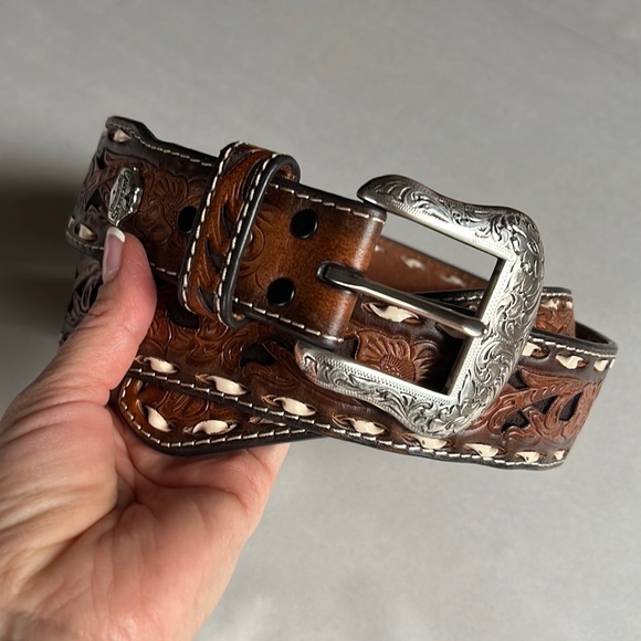 cavenders Accessories Cavenders Mens Tooled Leather Western Belt